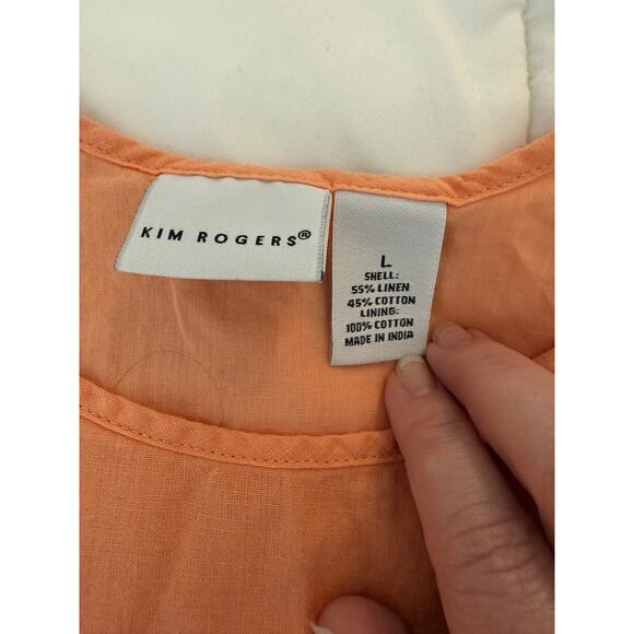 KIM ROGERS linen and cotton sleeveless shirt - size Large - Picture 1 of 5